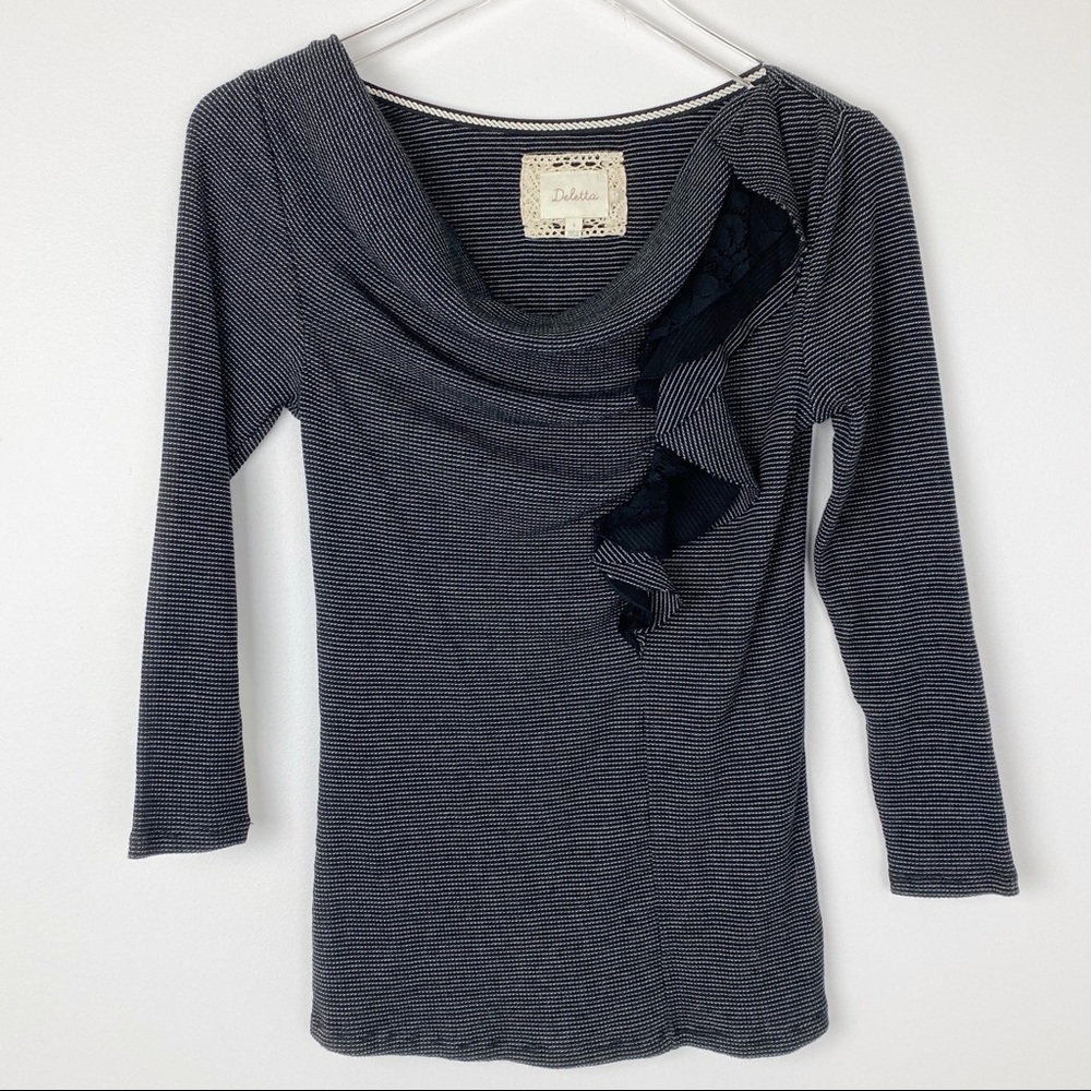 Anthropologie Deletta Ophelia Ruffle Knit Top